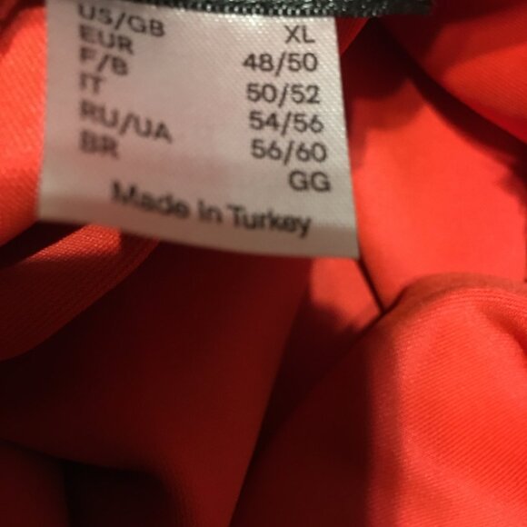 Venus Bright Orange Peplum Sexy Top W/ Ruffles Size Large  Hal1 - Picture 4 of 4